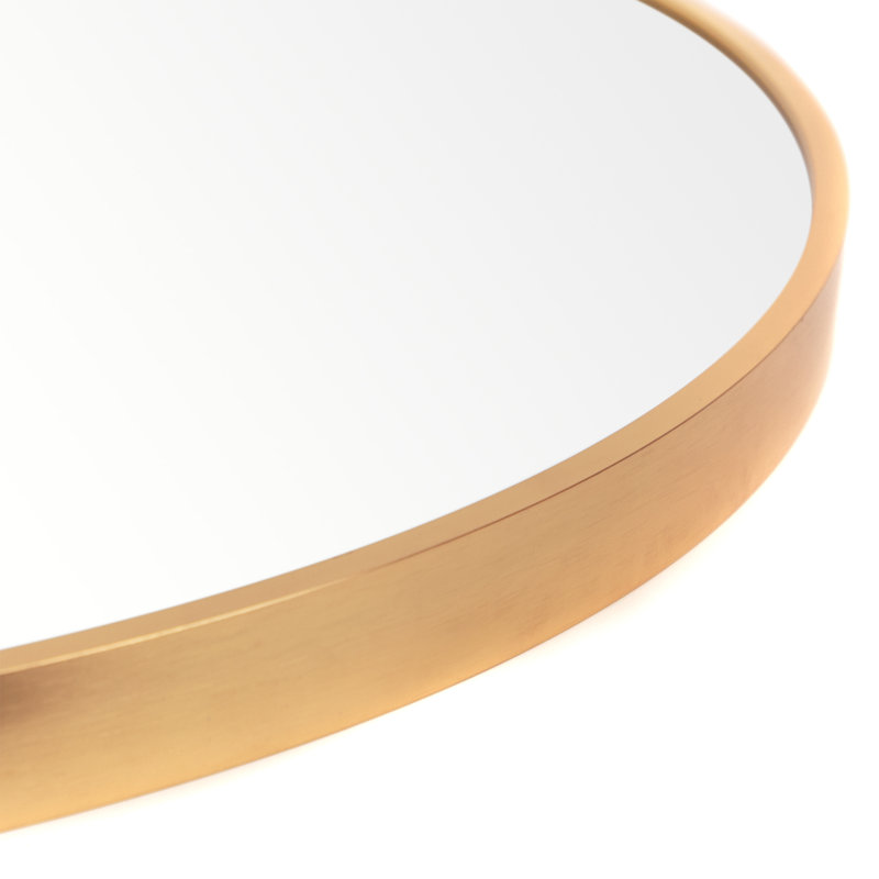 Miroir d'appoint mural moderne en aluminium, H 36 po x l 36 po, Or, 2