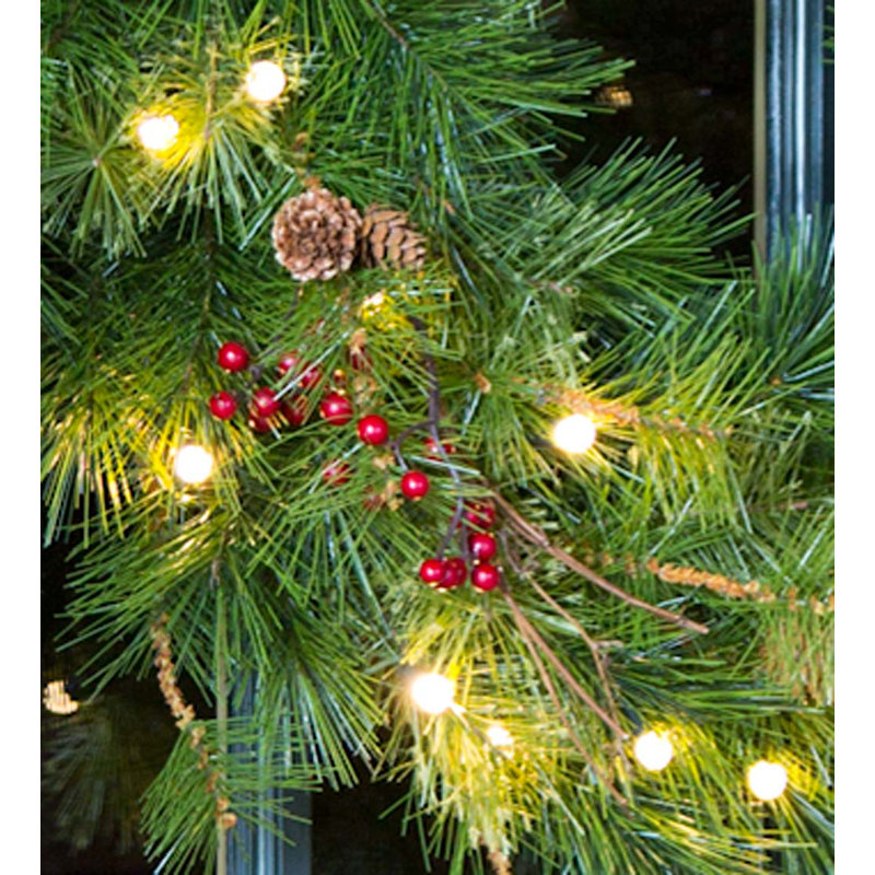 Faux Lighted Pine Wreath, 24"