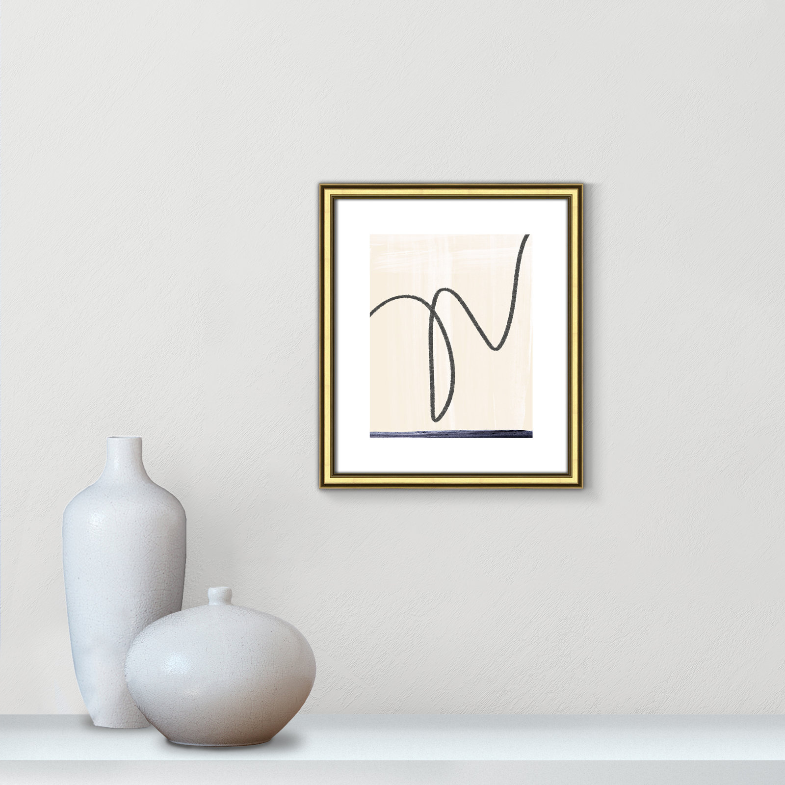 'Departured I' - Picture Frame Painting Print on Paper, Gold Framed Paper, 16.25" H x 14.25" W x 0.88" D