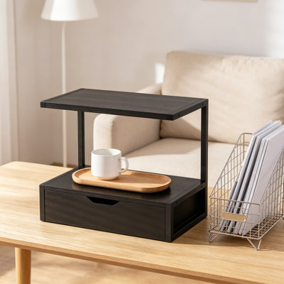 2-Tier Desktop Printer Stand with Storage Shelf, Multi-Purpose Desk Organizer for Printer, Scanner, Fax Machine, Folders, Books, Home Office