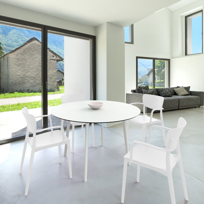 Farrah 4 - Person Patio Dining Set with Round Table, White