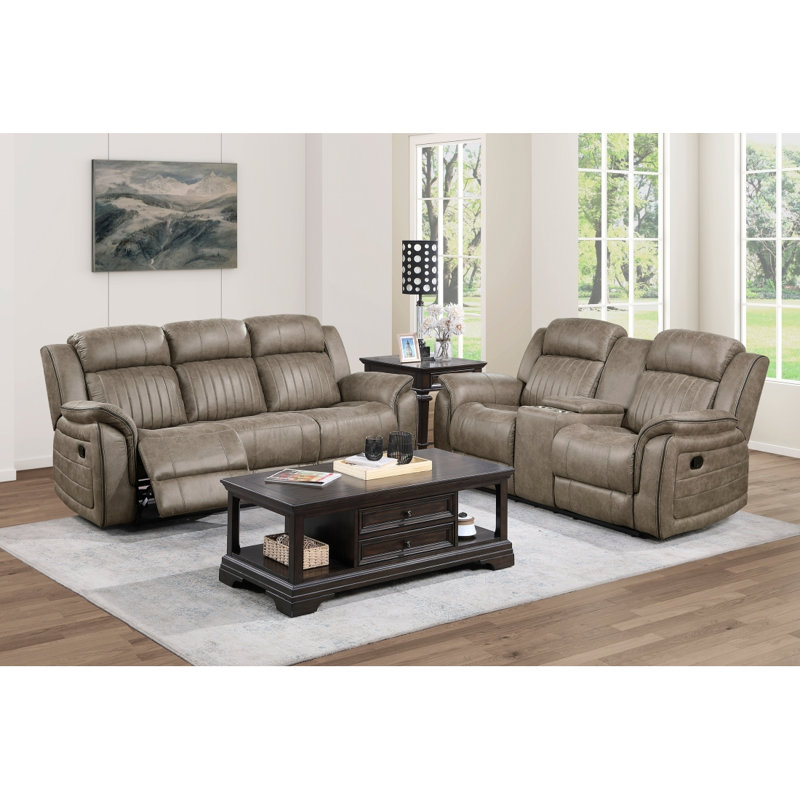 Speidel Reclining Loveseat with Console , Brown/Sand Microfiber/Microsuede