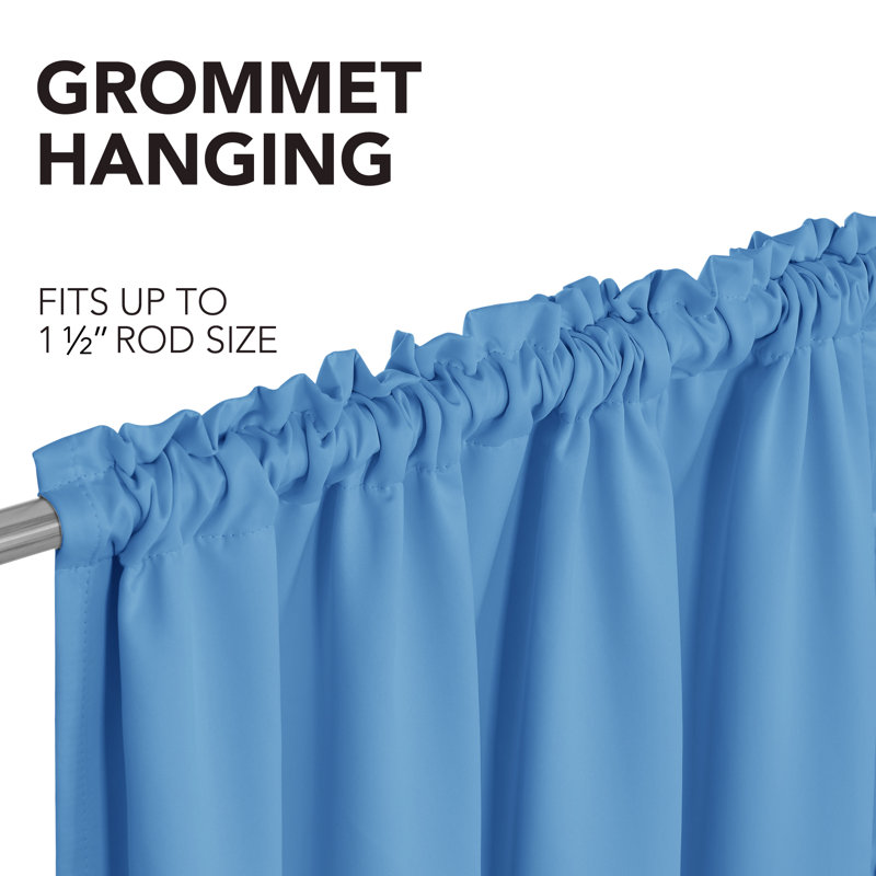 Deconovo 100 Percent Blackout with Liner Rod Pocket Curtain Panel Pair, 52" W x 63" L, Sky Blue
