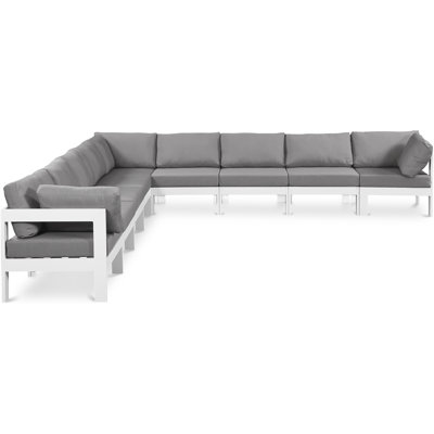 Dafina 150'' Wide Aluminum Patio Sectional with Cushions