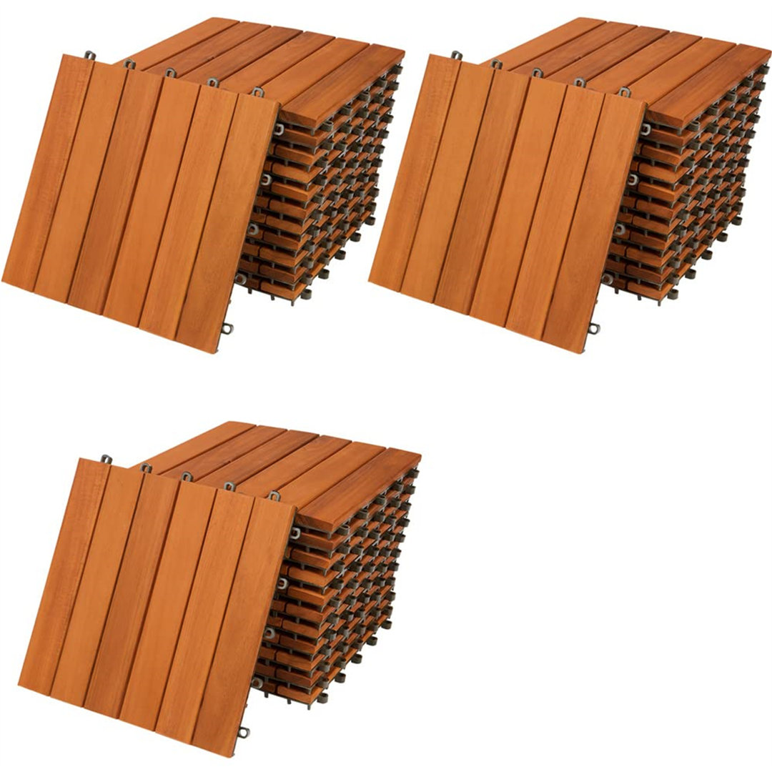 2.5cm L x 30cm W Solid Wood Interlocking Deck Deck Tile Kit