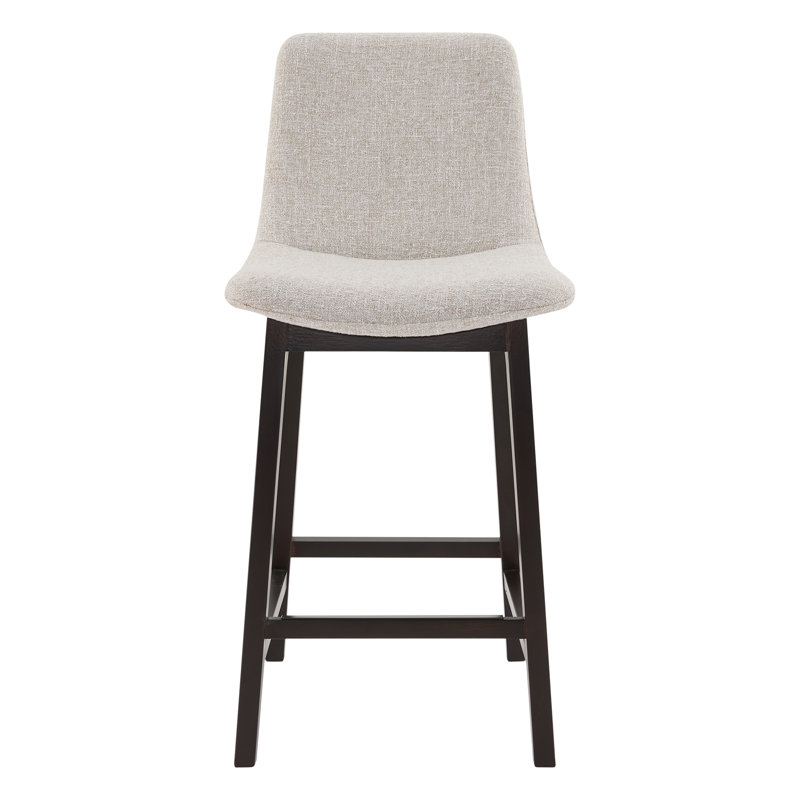 Upholstered Counter Stool with Solid Wood Legs, Beige, Counter Stool (26” Seat Height)