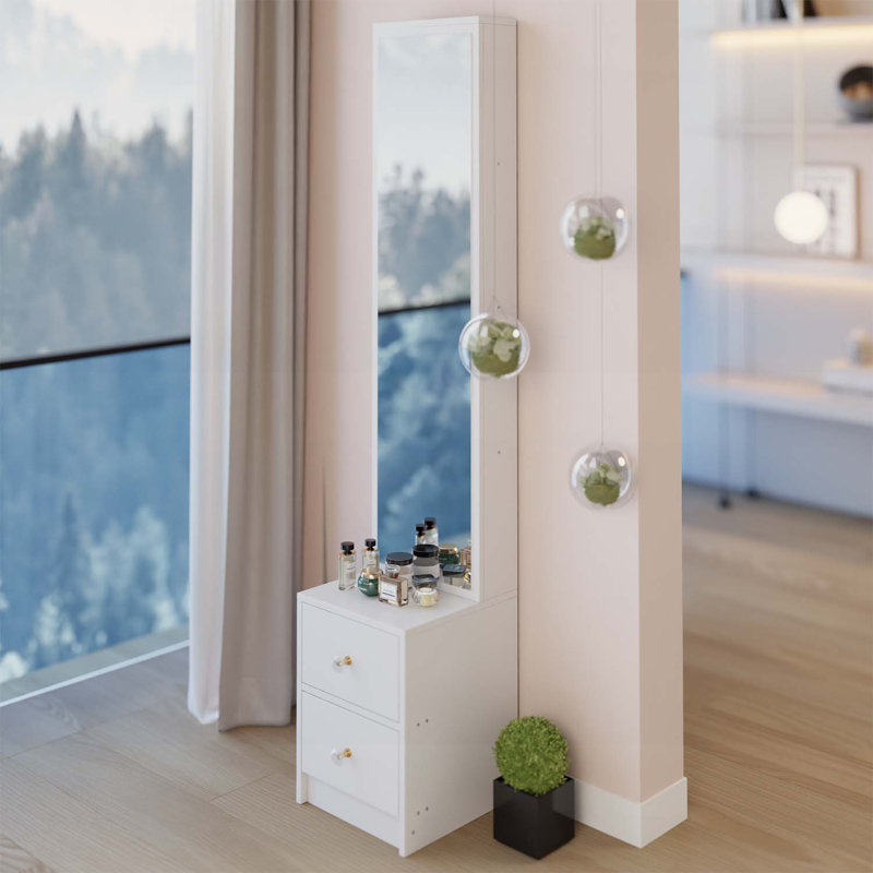 Armoire à miroir, rangement multicouche grande capacité, Blanc