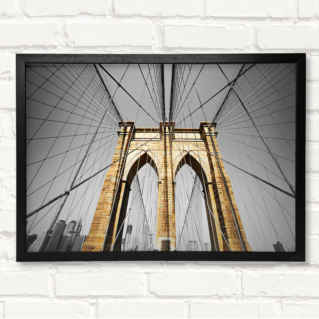 Goldene Brooklyn Bridge Gerahmter Druck