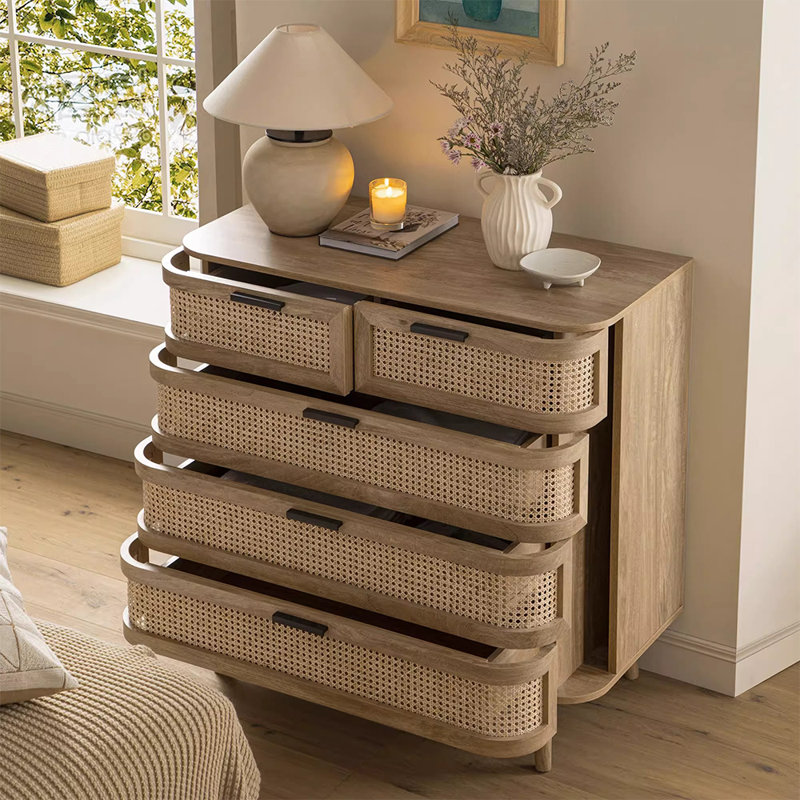 Retro Solid Wood  Entryway Cabinet, Burlywood