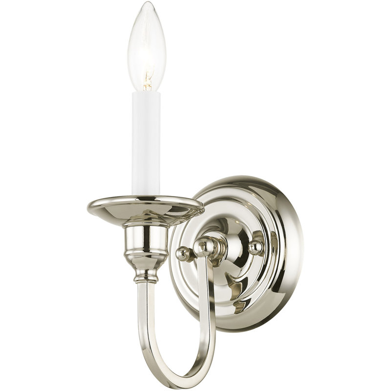 5 Polished Sconce, Steel Base - Elegant Light Fixture, Polished Nickel