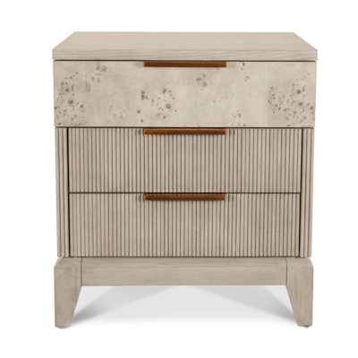Manhattan Valley - 3 Drawer Nightstand with Power Strip, USB-A and USB-C Port - Dusty Rose Finish