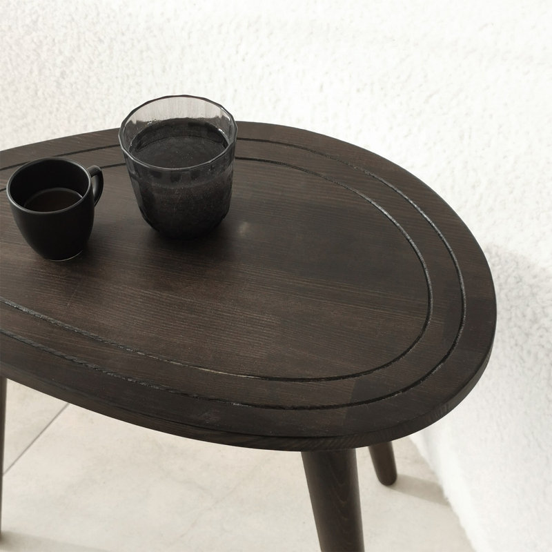 Modern Nesting Table Set (2 Pieces), Anthracite Color, 19.7 x 18.9 x 13.0 inches & 19.7 x 20.5 x 13.0 inches | 100% High-Quality Pine Wood Frame & Beech Wood Legs | Stylish and Versatile for Living Room & Office