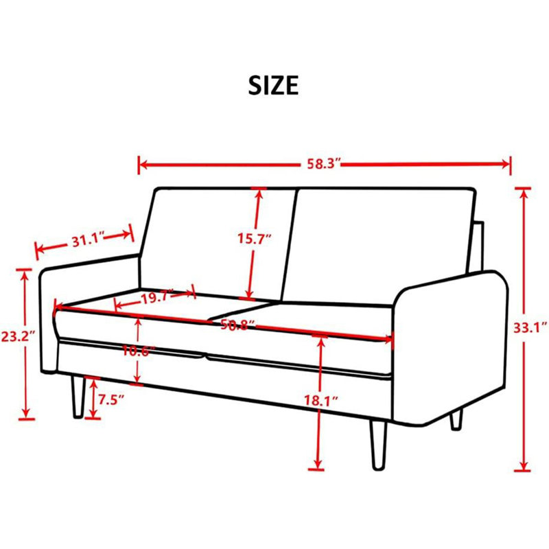 Genghis 58.3" Velvet Rolled Arm Loveseat , Ginger