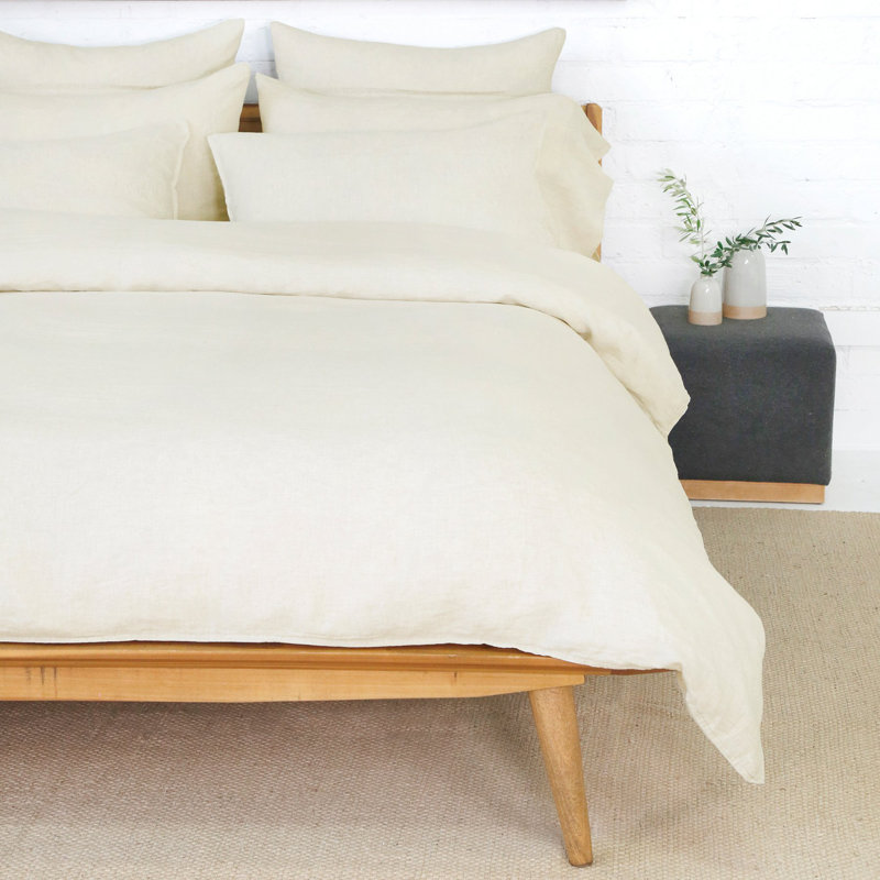 Parker Duvet Cover, King Duvet Cover + 2 King Shams, Flax, Linen