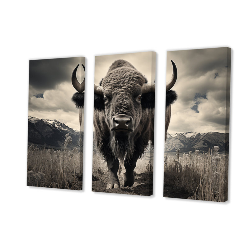 Bison Majestic Bison - animaux, ensemble d'impressions sur toile, H 28 po x l 36 po x P 1 po