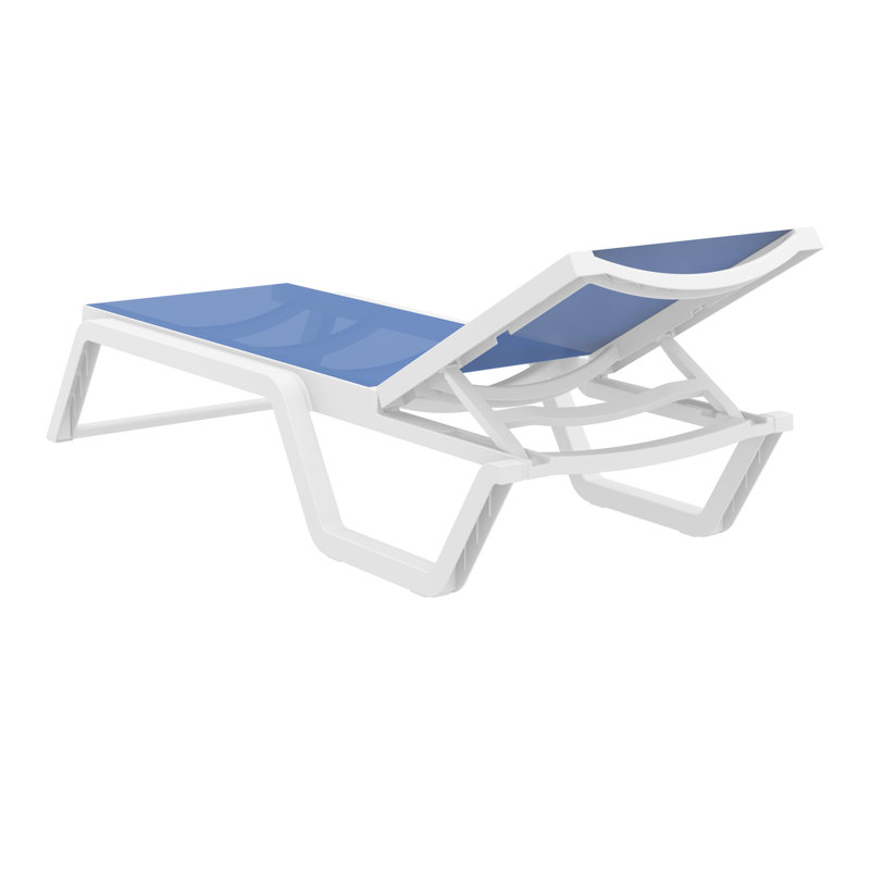 Chaise longue Rio Sling, Blanc / Bleu
