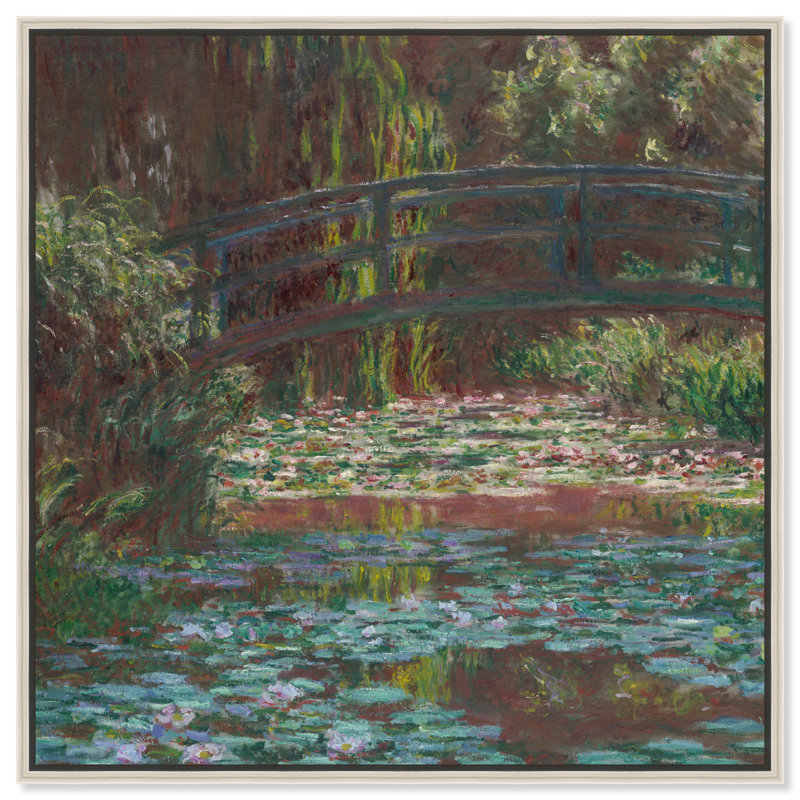 «Water Lily Pond» par Art Remedy, H 13 po x l 13 po, Noir, Cadre flottant