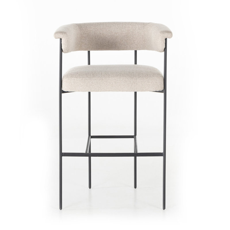 Tabouret de bar et de comptoir Lyssa, Polyester chameau clair, Couleur unie, Tabouret de bar (siège d'une hauteur de 30,5 po)