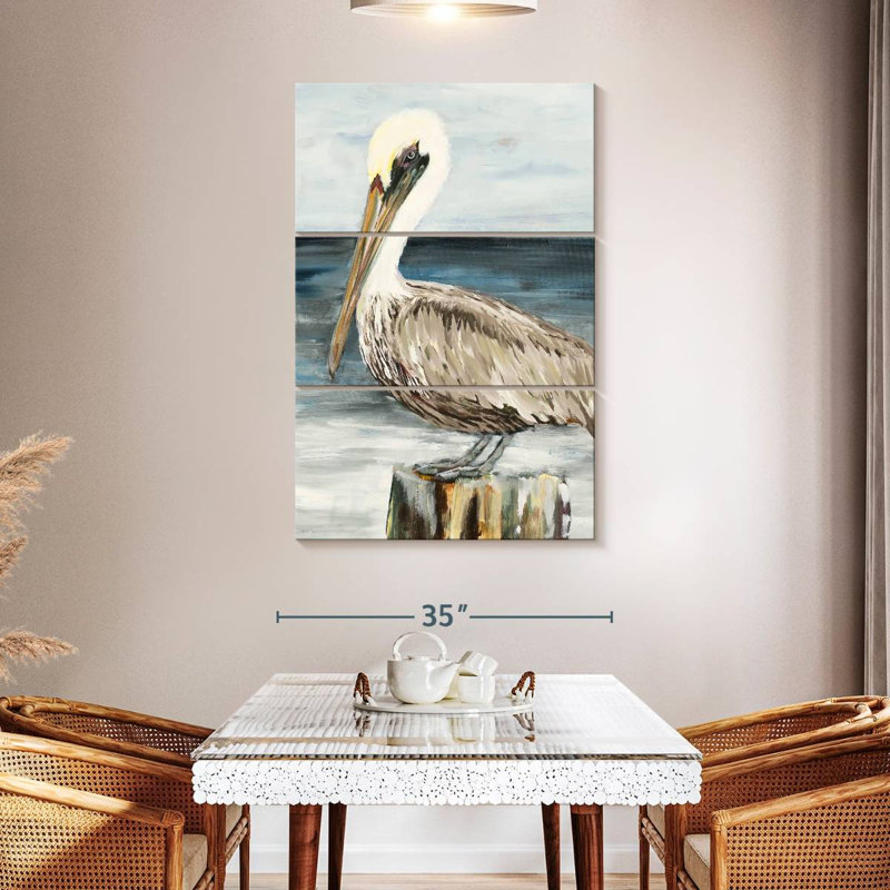 Brampt Muted Perched Pelican, 50" H x 32" W