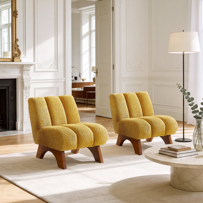 Fauteuil d'appoint 25,2 po Brinlei, Laine d'agneau jaune