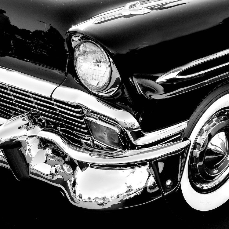 «Vintage Car I», reproduction de photo sur toile, Papier d'art encadré noir, H 24 po x l 24 po x P 1 po