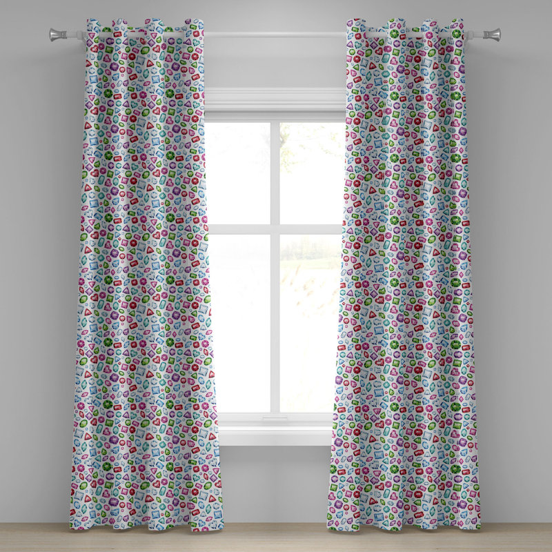 Multicolore rideaux de fenêtre décoratifs à 2 panneaux avec œillets East Urban Home, L 50 po x L 108 po