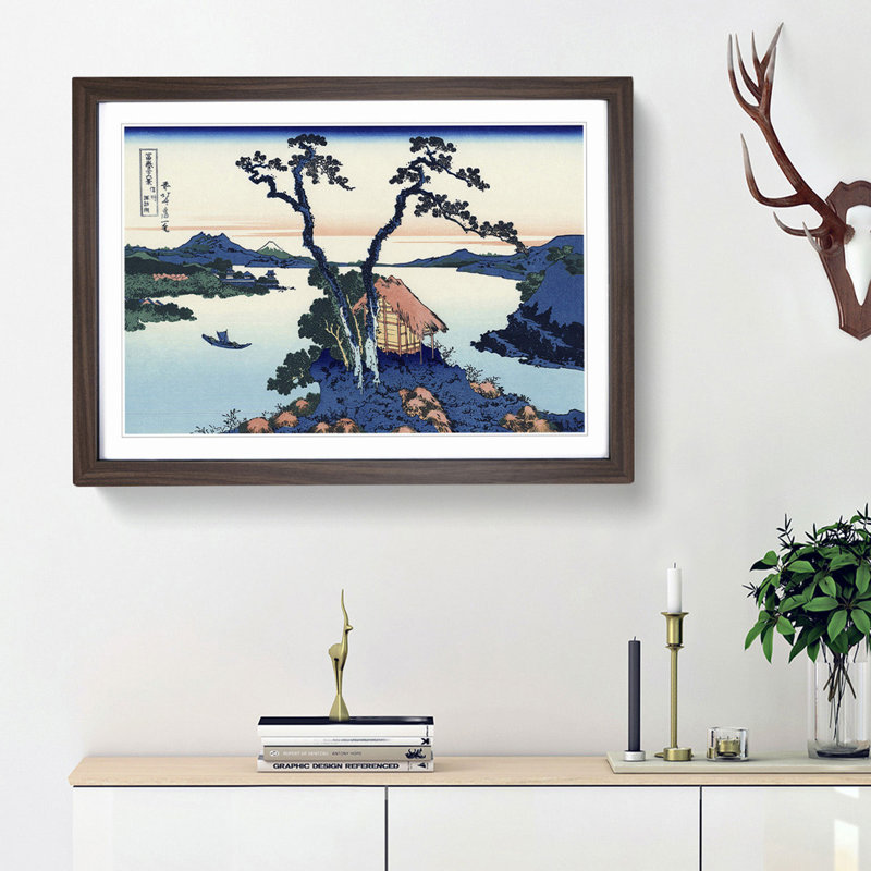 A View Of Mount Fuji Across Lake Suwa by Katsushika Hokusai - Single Picture Frame Painting, 45cm H x 63cm W x 2cm D