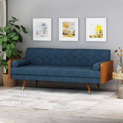 Mid-century Modern With Gold Tips, Navy Blue Upholstery Charming Fabric Upholstered ,
