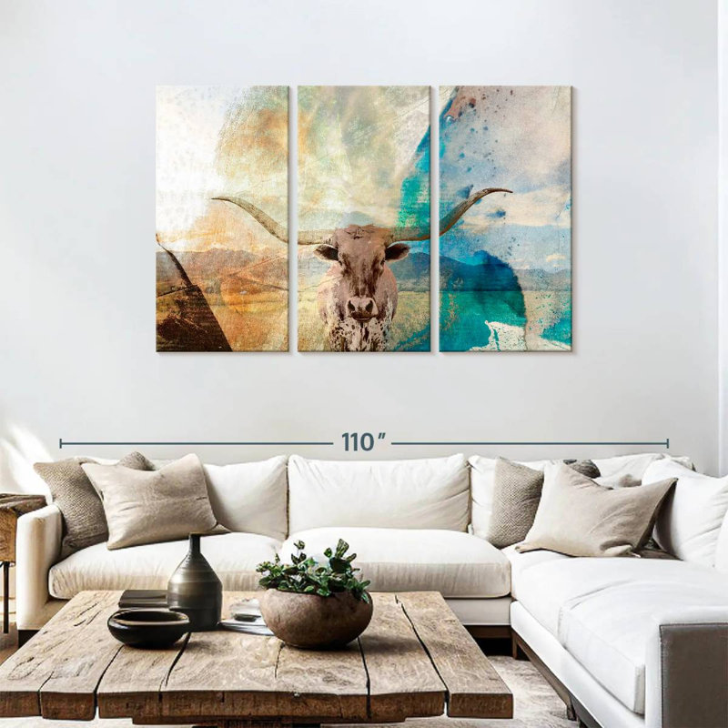 Brampt Abstract Longhorn, 48" H x 74" W