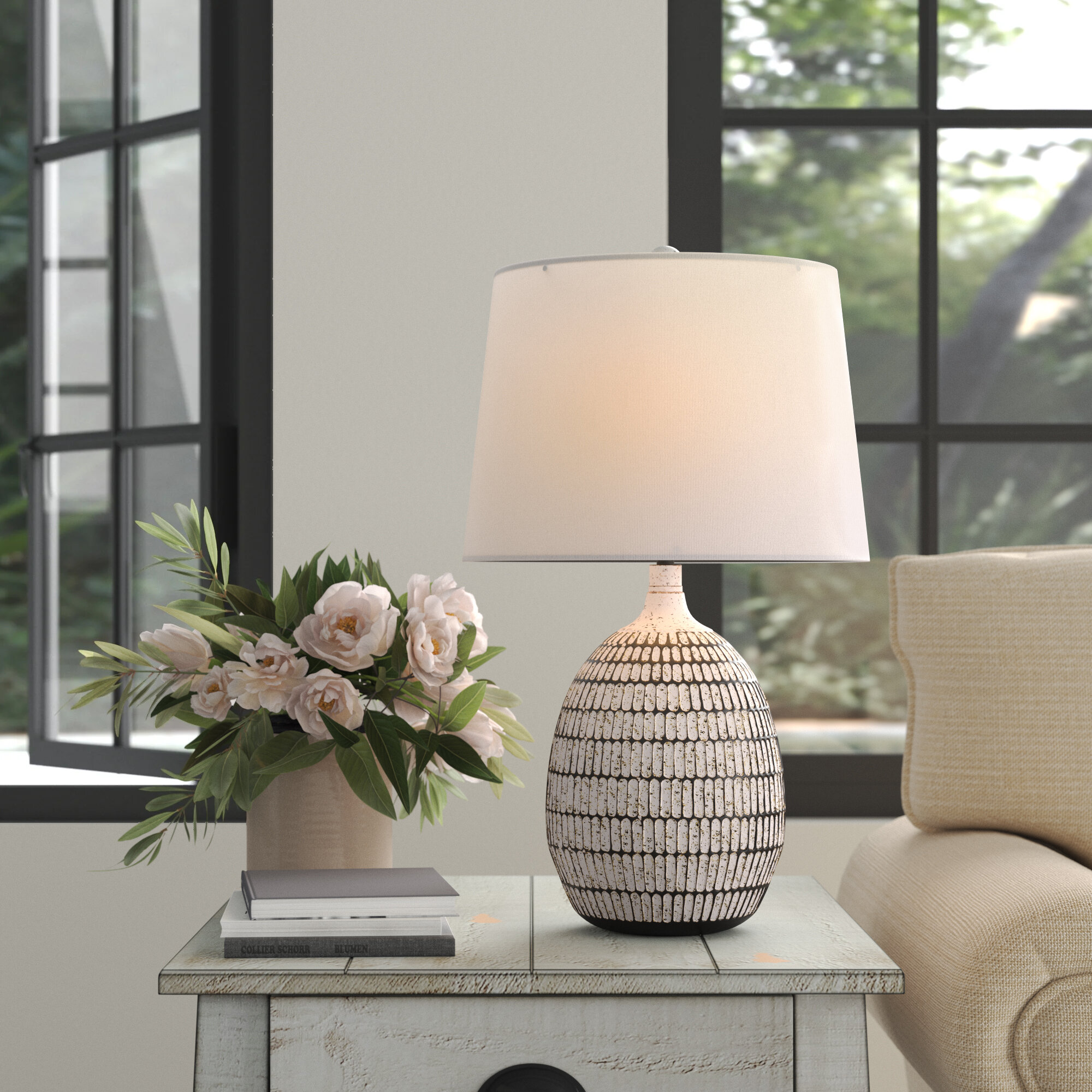 Laurel Foundry Modern Farmhouse® Newlon 24'' Brown/White Table Lamp ...