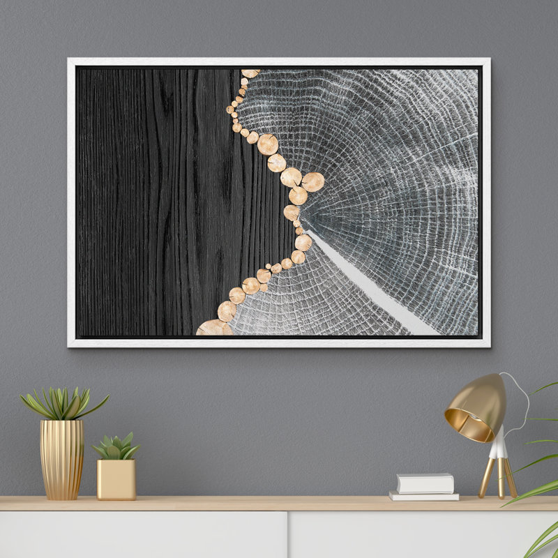 "Collage d'arbre géométrique à grain de bois noir, formes abstraites, illustrations d'art moderne" sur, Blanc