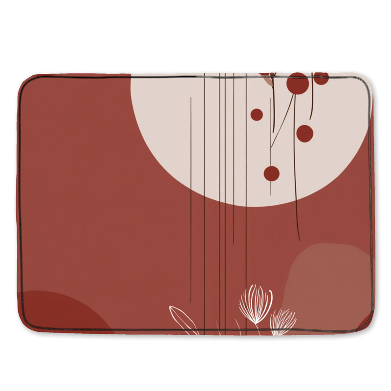 Tapis de bain abstrait, Géométrique beige, Simple - L 24 po x l 17 po