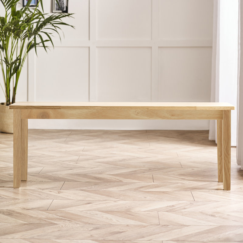 Alcazar Solid Wood Dining Bench - Traditional Rustic Farmhouse Kitchen Style, 45cm H x 120cm W x 30cm D, Oak