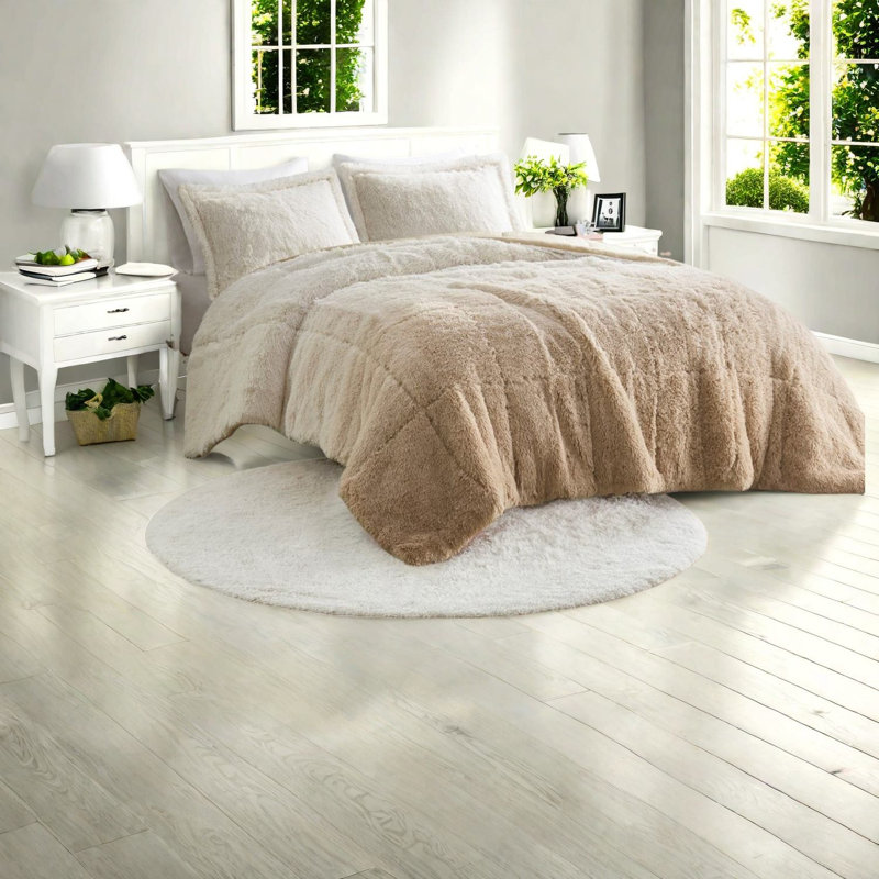 Ensembles de literie en fourrure hirsute ombrée douillette, polyester hypoallergénique pour le confort de la maison