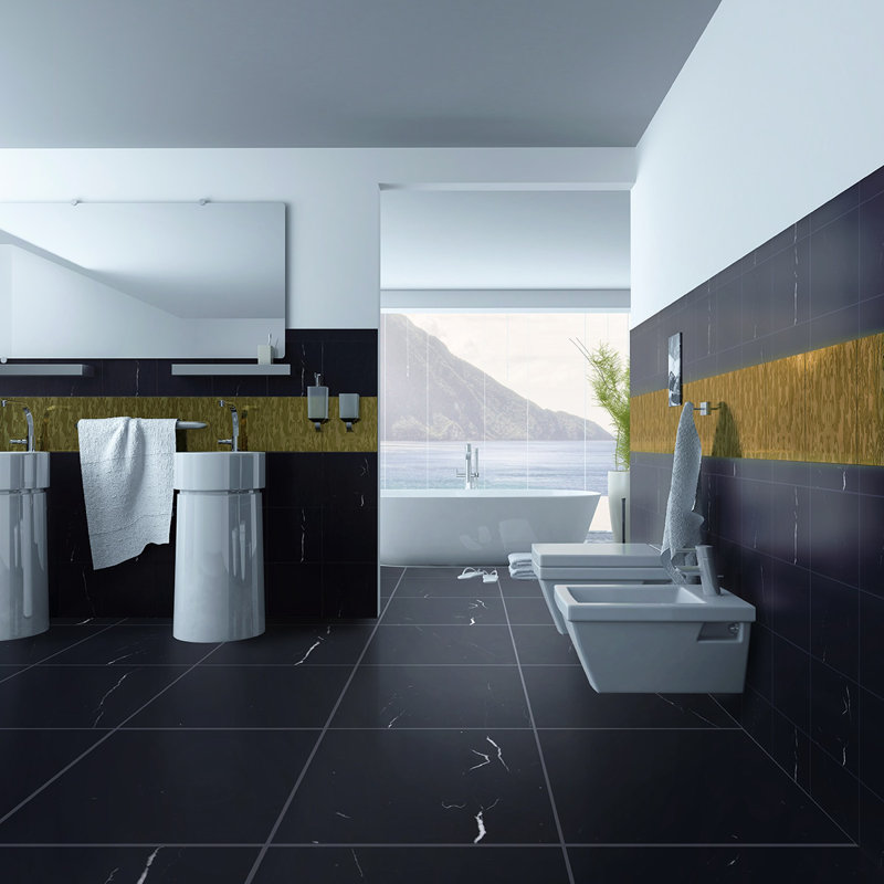 Nero Marquina 18" x 18" Marble Stone Look Wall & Floor Tile