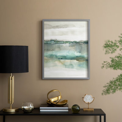 «Soft Emerald Harmony», reproduction encadrée - bois massif