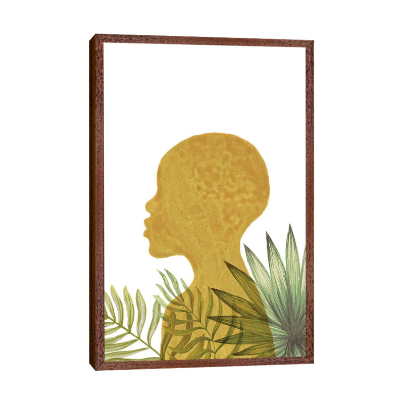 Tropical African Girl II 1 Piece Painting on Canvas, 66.04cm H x 45.72cm W x 3.81cm D, Classic Brown Wood Framed
