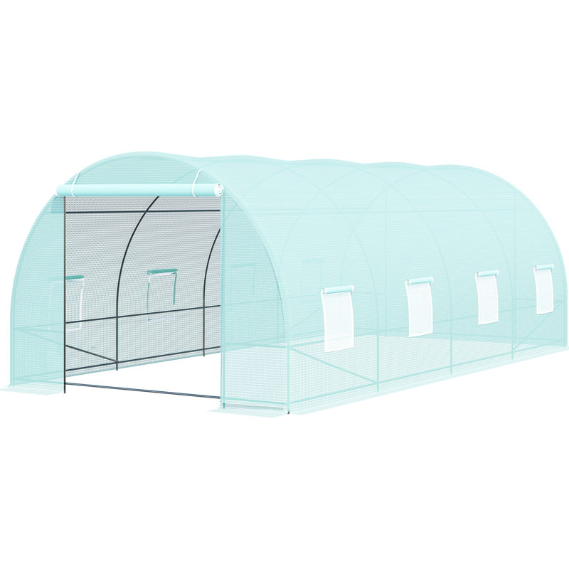 20' X 10' 7' Greenhouse, Steel Frame, 8 Windows & Door, Plants In Garden Greenhouse Kit, With Frame Windows, Stable