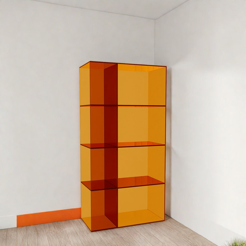 Exquisite modern bookcase, (4 Shelves) 47.2" H x 23.6" W x 9.8" D, Orange