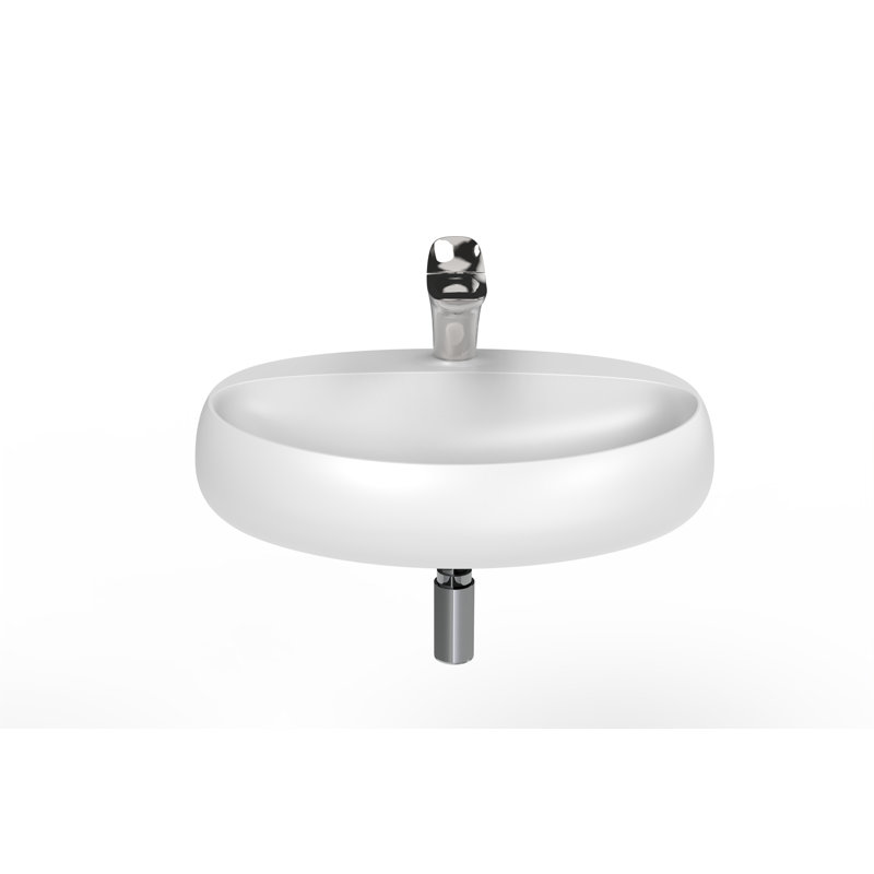 Rosaria Matte White Oval Ceramic Wall Mount Bathroom Sink