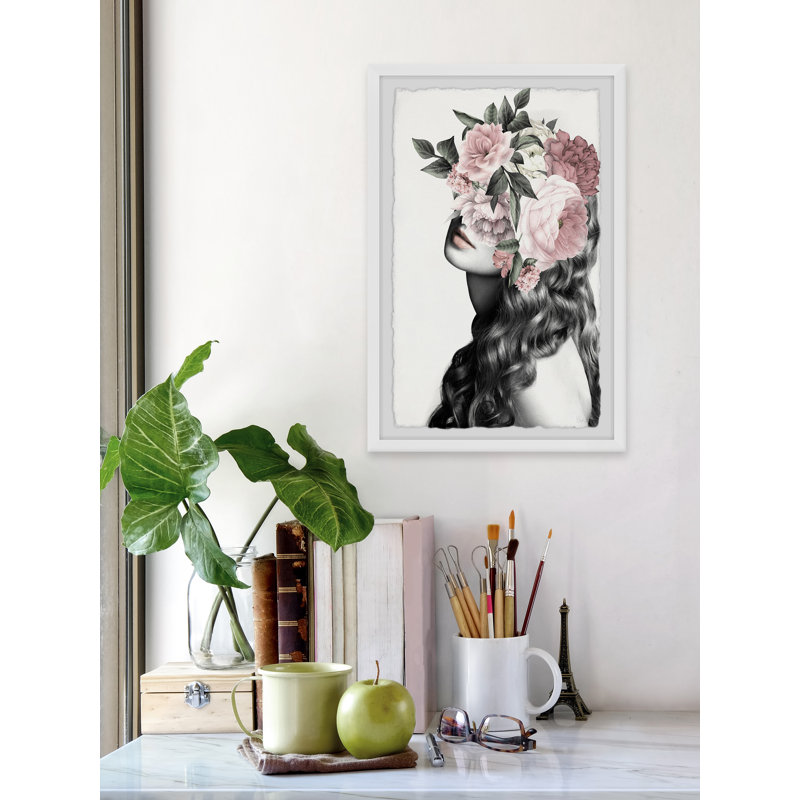 «Curly Bloom», reproduction encadrée, H 12 po x l 8 po x P 1,5 po