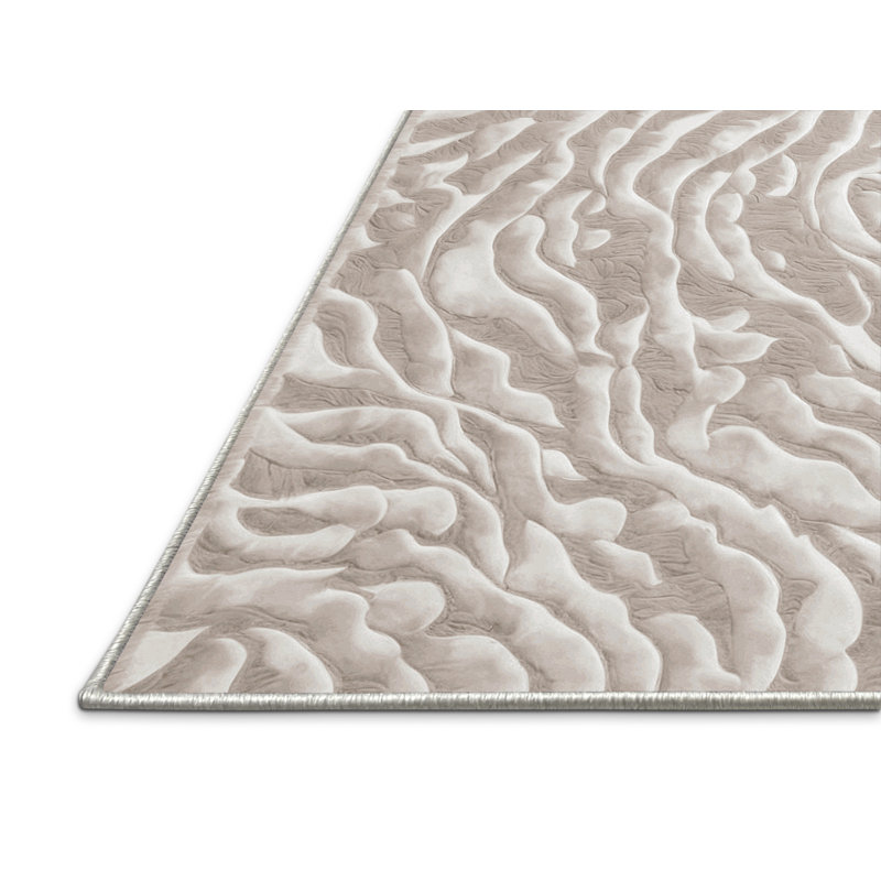 Tapis beige soyeux et moelleux, Rectangle 2 pi x 3 pi