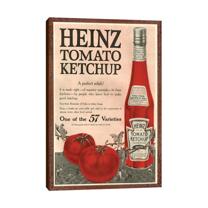 1910s Heinz Magazine - Print on Canvas, 66.04 cm H x 45.72 cm W, Classic Brown Wood Framed