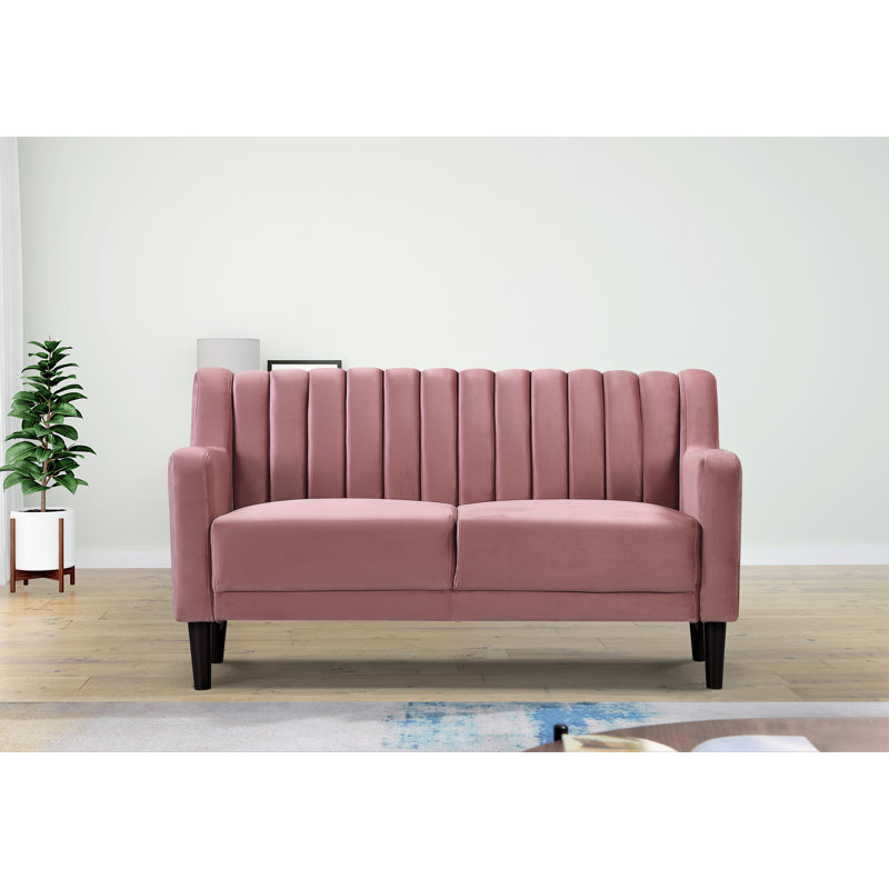 Holtzclaw 57.5'' Velvet Loveseat, Rose
