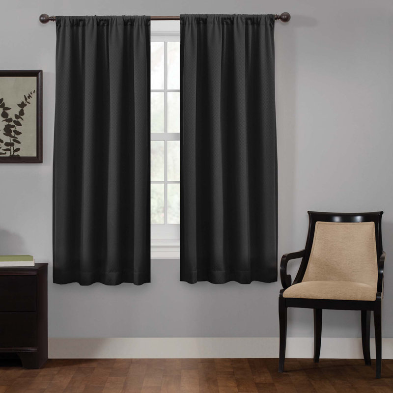 Kohan Curtain Single Panel, 50" W x 63" L, Black