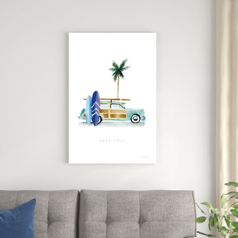 «Surf Days I» par Mercedes Lopez Charro - peinture sur toile tendue, H 36 po x l 24 po x P 1,25 po
