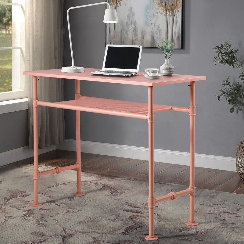 Mylinh Rectangular Steel Top with Steel Base Dining Table, Pink
