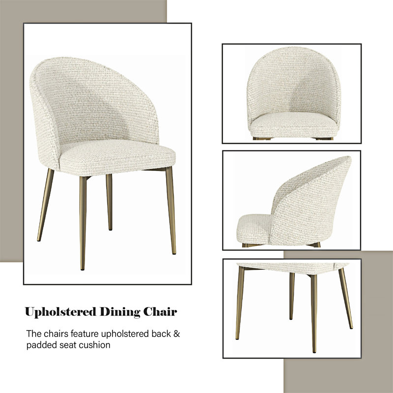 Chaise d'appoint rembourrée (ensemble de 2), Blanc