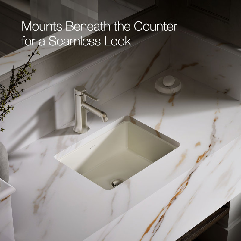 Under-Mount Bathroom Sink, Biscuit