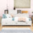 3 Drawers Wooden Daybed with Pushable Shelf, USB & Socket Charging Station-402812618-402812623